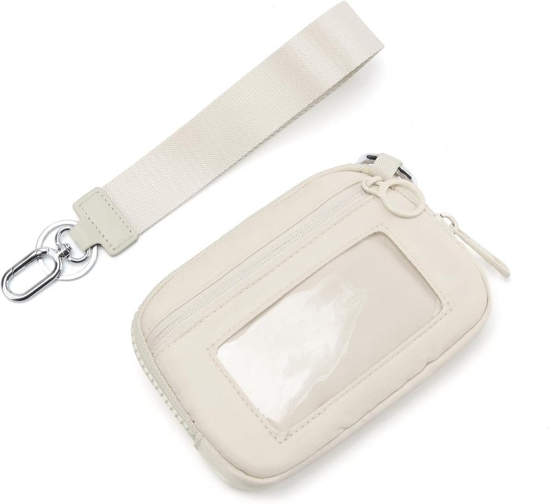 DiDida The Iris Wallet Zip Card Case with Keychain Wristlet ID Window Purses for Women Wrist Lanyard, Beige - Image 3